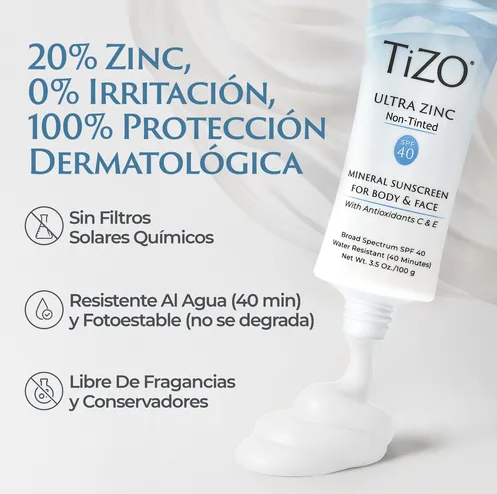 TiZO ULTRA ZINC Protector Solar Mineral Cara Cuerpo SPF40 - Non-Tinted
