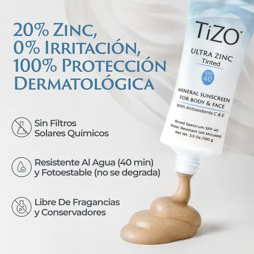 TiZO ULTRA ZINC Protector Solar Mineral Cara-Cuerpo SPF40 - Tinted
